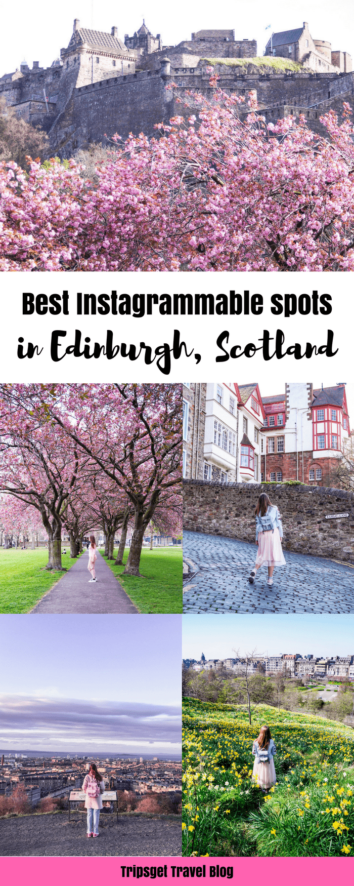 Looking for the best Instagrammable spots in Edinburgh, Scotland? You're in the right place, keep reading! Royal Mile, Calton Hill, Arthur's Seat, Edinburgh cute cafes, Edinburgh brunch spots, Instagrammable places in Scotland, UK, London, Cherry Blossom, Edinburgh University