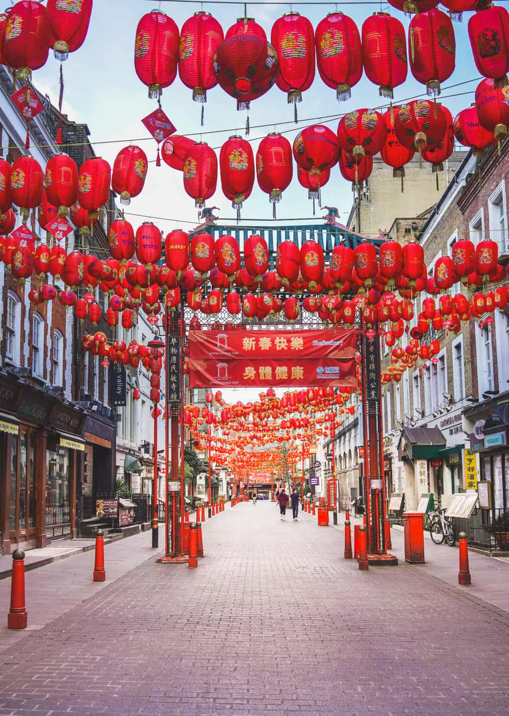 Empty Chinatown in London, Sunset in China Town London without people
