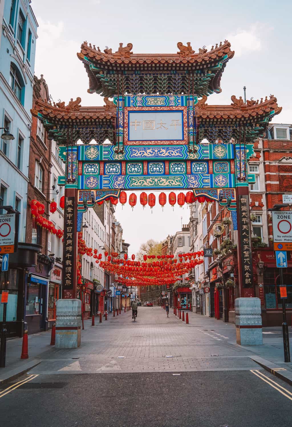 Empty Chinatown in London, Sunset in China Town London without people